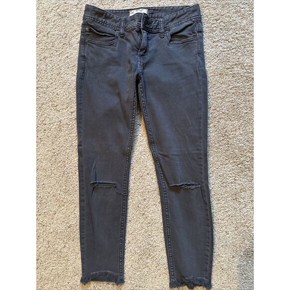 Free People Distressed Cropped Ankle Skinny Jeans Gray | Women’s 27 - Picture 1 of 5